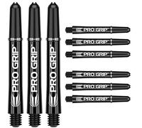 Target Darts Pro Grip Shafts - Set of 9 | Black, Intermediate (41mm) | Dart Stems, Professional Darts Accessories, 2BA Shaft Multipack with Rings