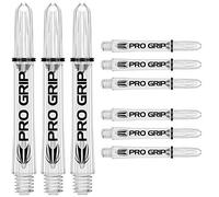 Target Darts Pro Grip Shafts - Set of 9 | Clear, Intermediate (41mm) | Dart Stems, Professional Darts Accessories, 2BA Shaft Multipack with Rings