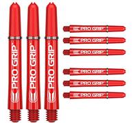 Target Darts Pro Grip Shafts - Set of 9 | Red, Medium (48mm) | Dart Stems, Professional Darts Accessories, 2BA Shaft Multipack with Rings