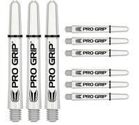 Target Darts Pro Grip Shafts - Set of 9 | White, Medium (48mm) | Dart Stems, Professional Darts Accessories, 2BA Shaft Multipack with Rings