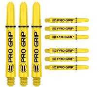 Target Darts Pro Grip Shafts - Set of 9 | Yellow, Intermediate (41mm) | Dart Stems, Professional Darts Accessories, 2BA Shaft Multipack with Rings