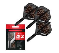 TARGET Darts Raymond van Barneveld K Flex Flights and Shaft System, No.2 (Short, 19mm) | Pack of 3 Kflex All In One Flights, Player Edition Darts Accessories | K-Flex Dart Stem