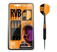 Target Darts Raymond van Barneveld RVB Black Brass Steel Tip Dart Set, 22G | Player Edition, Dart Case Included, Black & Orange Steel Darts