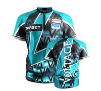 TARGET Darts Rob Cross Dart Shirt 2025, Size: 4XL | World Championship Mens Darts Shirt, Adult Cool Play Collarless Dart Top, Dartboards Top Men, Voltage Player Edition T Shirt Blue