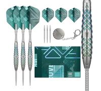 Target Darts Rove Steel Tip Swiss Point Darts, 90% Tungsten Dart Set, Barrel 02-25G | Silver & Green Darts, Professional Dart Set with Swiss Points & Tool
