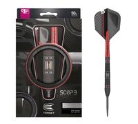 TARGET Darts Scope Steel Tip Swiss Point Darts, 90% Tungsten Dart Set, Barrel 02-23G | Steel Tip Dart Sets, Red & Black Darts, Professional Dart Set with Swiss Points & Tool