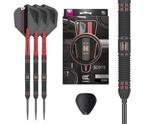 Target Darts Scope Steel Tip Swiss Point Darts, 90% Tungsten Dart Set, Barrel 01-22G | Red & Black Darts, Professional Dart Set with Swiss Points & Tool