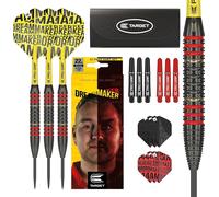 TARGET Darts Dimitri Van den Bergh Brass Steel Tip Darts Set - 22G Steel Tip Dart, Dream Maker Player Edition Dart Set, Dart Flights, Shafts & Dart Case Included | Professional Dart Accessories
