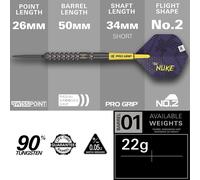 Target Darts Luke Littler G1 Steel Tip Swiss Point Darts, 90% Tungsten Dart, 22G | Generation 1 Steel Tip Dart, Player Edition Swiss Points Dart Sets with Tool, Pro Grip Shafts & No.2 Flights