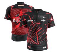Target Darts Stephen Bunting 2027 Official Playing Shirt, Adult Sizes S-4XL | Size Extra Small-4XL, The Bullet, Red, Black, Breathable Performance Fabric Men's Dart Player Top, Quarter Zip, Collarless