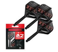 Target Darts Stephen Bunting K Flex Flights and Shaft System, No.2 | Pack of 3 Kflex All In One Flights, Player Edition Darts Accessories | K-Flex Dart Stem - Intermediate (26mm)