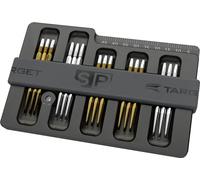 TARGET Darts Swiss Point Holder Case - Dart Points Safe with Removal Tool (Holds 5 Sets of Points) 15 Point/Tip Holder, including Swiss Point Repointing Tool & Tip Size Guide