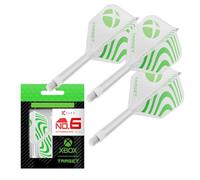 Target Darts Xbox K-Flex Flight & Shaft System, Green & White | No.2 / No.6 Kflex - Short (19mm), Intermediate (26mm), and Medium (33mm) All-In-One K Flex Flights and Shafts
