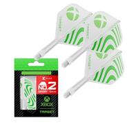 Target Darts Xbox K-Flex Flight & Shaft System, Green & White | No.2 / No.6 Kflex - Short (19mm), Intermediate (26mm), and Medium (33mm) All-In-One K Flex Flights and Shafts