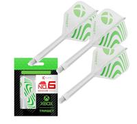 Target Darts Xbox K-Flex Flight & Shaft System, Green & White | No.6 Kflex - Medium (33mm) All-In-One K Flex Flights and Shafts, Professional Dart Accessories