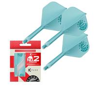 Target Japan Aquamarine K Flex Dart Flights and Shaft System, No.2 | Pack of 3 Kflex All In One Flight, JPN Exclusive Accessories | K-Flex Dart Stem - Intermediate
