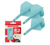 Target Japan Aquamarine K Flex Dart Flights and Shaft System, No.2 | Pack of 3 Kflex All In One Flight, JPN Exclusive Accessories | K-Flex Dart Stem - Short
