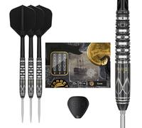 Target Japan Black Marque Chaos 90% Tungsten K-Flex Swiss Point Steel Tip Darts Set, 23G | KFlex Dart Flight, Swiss Nano Points, Black & Silver Steel Dart Tip with K Flex Integrated Shafts and Flights