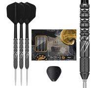 Target Japan Black Marque Draco 90% Tungsten K-Flex Swiss Point Steel Tip Darts Set, 23G | KFlex Dart Flight, Swiss Nano Points, Black & Silver Steel Dart Tip with K Flex Integrated Shafts and Flights