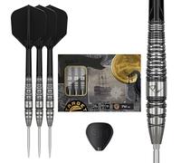 Target Japan Black Marque PW 2.0 Swiss Point Steel Tip Darts with Kflex, 24G | 90% Tungsten Dart Set, K-Flex Flights and Shafts, Swiss Nano Points with Tool, Player Tan Phuay Wei