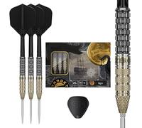 Target Japan Black Marque Reyn 90% Tungsten K-Flex Swiss Point Steel Tip Darts Set, 24G | KFlex Dart Flight, Swiss Nano Points, Black & Gold Steel Dart Tips with K Flex Integrated Shafts and Flights