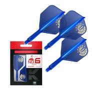 TARGET Japan Blue K Flex Dart Flight and Shaft System, No.6 Shape | Pack of 3 Printed K-Flex Set, All In One Flights & Shaft System, Darts Accessories (Short, 19mm)