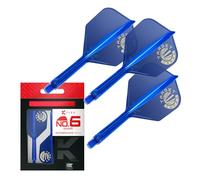 TARGET Japan Blue K Flex Dart Flight and Shaft System, No.6 Shape | Pack of 3 Printed K-Flex Set, All In One Flights & Shaft System, Darts Accessories (Intermediate, 26mm)
