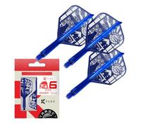 Target Japan Blue K Flex Dart Flights and Shaft System, No.6 (Short, 19mm) | Pack of 3 Kflex All In One Flight, Limited Edition Accessories | K-Flex Darts