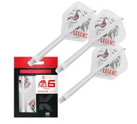 Target Japan K Flex Dart Flights and Shaft System, No.6 | Pack of 3 Kflex All In One Flight, White Paul Lim Darts Accessories | K-Flex Dart Stem - Medium (33mm)