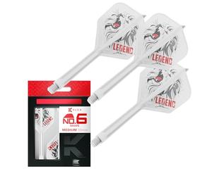 Target Japan K Flex Dart Flights and Shaft System, No.6 | Pack of 3 Kflex All In One Flight, White Paul Lim Darts Accessories | K-Flex Dart Stem - Medium (33mm)