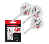 Target Japan K Flex Dart Flights and Shaft System, No.6 | Pack of 3 Kflex All In One Flight, White Paul Lim Darts Accessories | K-Flex Dart Stem - Short (19mm)
