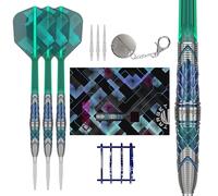 Target Japan Kaze Series Ceros 01 Steel Tip Darts with Kflex, 21G/23G/25G | 90% Tungsten Barrel Dart Set, K-Flex Flights and Shafts, Storm Swiss Points, LNC Point, Stand & Storage Tin Box