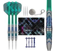 Target Japan Kaze Series Ceros 02 Steel Tip Darts with Kflex, 25G | 90% Tungsten Barrel Dart Set, K-Flex Flights and Shafts, Storm Swiss Points, LNC Point, Stand & Storage Tin Box