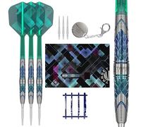 Target Japan Kaze Series Ceros 02 Steel Tip Darts with Kflex, 25G | 90% Tungsten Barrel Dart Set, K-Flex Flights and Shafts, Storm Swiss Points, LNC Point, Stand & Storage Tin Box