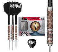 Target Japan Prime Series Raptor G6 Steel Tip Darts with Kflex, 24G | 90% Tungsten Dart Set, K-Flex Flights and Shafts No.6, Nano Swiss Points, Player George Nishitani Gen 6