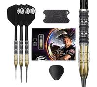 TARGET Japan Pyro G11 Steel Tip Darts with Kflex, 22G | 90% Tungsten Dart Set, K-Flex Flights and Shafts No.6, Swiss Point Storm Surge, Player Mitsumasa Hoshino Gen 11, Storage Tin & Point Guard
