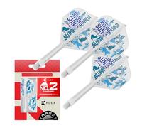 Target Japan Rising Sun K Flex Dart Flights and Shaft System, No.2 Standard/No.6 Shape | Pack of 3 Kflex All In One Flight, Haruki Muramatsu Accessories | K-Flex Dart Stem - Short/Intermediate/Medium