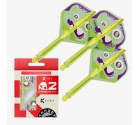 Target Japan Xeno K Flex Dart Flights and Shaft System, No.2 (Intermediate, 26mm) | Pack of 3 Kflex All In One Flight, Player Edition Motomu Sakai Darts Accessories | K-Flex Dart Stem