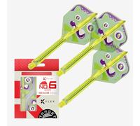 Target Japan Xeno K Flex Dart Flights and Shaft System, No.6 (Medium, 33mm) | Pack of 3 Kflex All In One Flight, Player Edition Motomu Sakai Darts Accessories | K-Flex Dart Stem