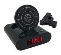 Target Shooting Alarm Clock with Gun, LED Display, 2 Alarming Modes, Ringtone Customisation, for Home, Office, Living Room (Black)