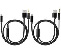 TargetGo [Upgrade aux cable for iPhone, 2-in-1 charging audio cable for iPad, Black 3.5 mm aux jack cable works with car stereo speaker headphones (3.94 ft) (Pack of 2)