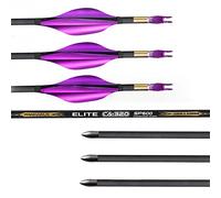 Targeting Arrows, Carbon-aluminum Arrows for Competition, ID 3.2 mm Archery Arrow Spiral Feather, Fit for Recurve Bow Compound Bow Shooting (Spine 325, 12pc)
