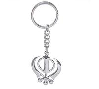 Targets Store Sikh Religious Spiritual Symbol Khanda Silver Metal Keychain/Key Ring for Car Bike Men Women Keys, M