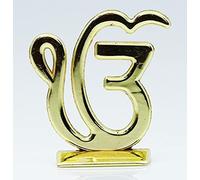 Targets Store Sikh Religious Symbol EK Onkar Idol | Ik Onkar Gold Metal Statue for Car Dashboard | Mandir Murti | Temple Puja | Home Decor | Office Table Showpiece