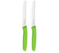 targizer Professional Tomato and Table Knife,Kitchen Knives Set of 2,Stainless Steel,Extra Sharp Blade,Serrated Edge,Robust Plastic Handle,Dishwasher-Safe,Green