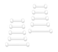 TARGONIX 10PCS Clear Plastic Tongue Bars Nipple Piercing Jewellery Set, 5 Sizes Flexible Acrylic Barbells for Sensitive Skin, Transparent Retainers for Medical Exams and Daily Wear