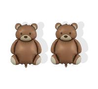 Targonix 2 Pack Brown Bear Balloons Large Foil Bear Balloons for Baby Shower Decorations Birthday Party Supplies Woodland or Jungle Animal Themed Party Decor