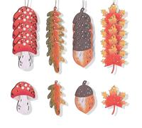 Targonix 24 Wooden Autumn Hanging Decorations, Maple Leaf Mushroom Acorn Ornaments for Thanksgiving Home Decor