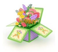 TARGONIX 3D Nanny Birthday Card with Carnation Pop-Up Design, Floral Box Greeting Card for Nan, Grandma or Nannie, Elegant Birthday Gift for Nanny from Grandchildren