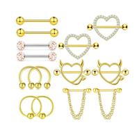 TARGONIX 7 Pairs Nipple Piercing Set, 14G Surgical Stainless Steel, Hypoallergenic Piercings with Butterfly, Heart and Decorative Designs for Everyday, Parties and Private Occasions